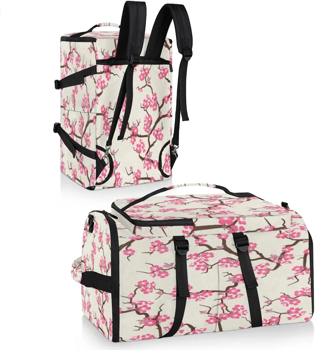 Large Sports Gym Bag With Shoe & Laptop Compartment 47L Waterproof Travel Duffel Bags for Men Women Cherry Blossom Flowers Luggage Backpack Duffle Bag