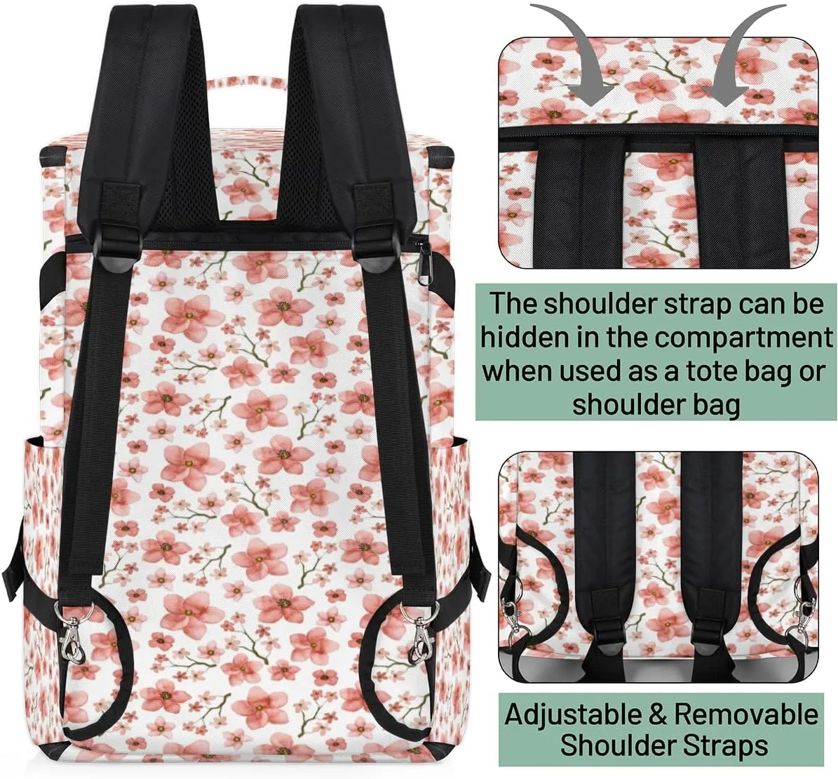 Large Sports Gym Bag With Shoe & Laptop Compartment 47L Waterproof Travel Duffel Bags for Men Women Cherry Blossoms Luggage Backpack Duffle Bag
