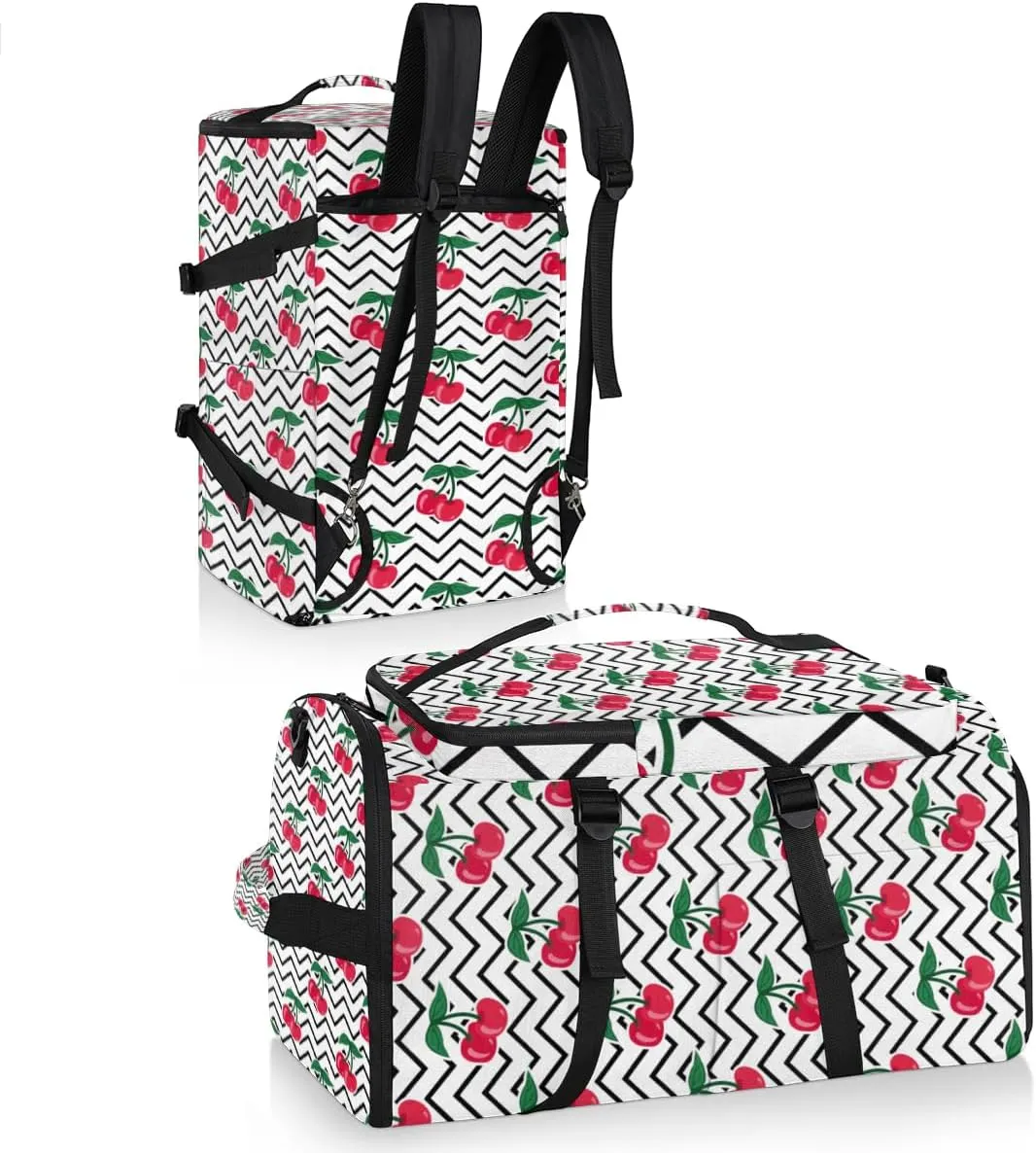 Large Sports Gym Bag With Shoe & Laptop Compartment 47L Waterproof Travel Duffel Bags for Men Women Cherry Luggage Backpack Duffle Bag