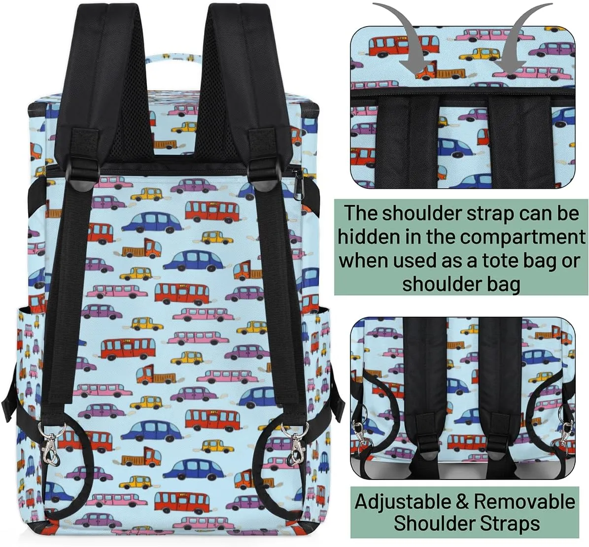 Large Sports Gym Bag With Shoe & Laptop Compartment 47L Waterproof Travel Duffel Bags for Men Women Colorful Cartoon Cars Luggage Backpack Duffle Bag