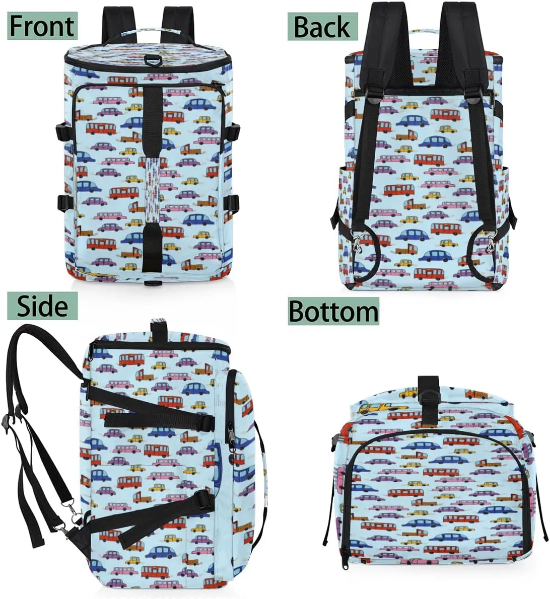 Large Sports Gym Bag With Shoe & Laptop Compartment 47L Waterproof Travel Duffel Bags for Men Women Colorful Cartoon Cars Luggage Backpack Duffle Bag