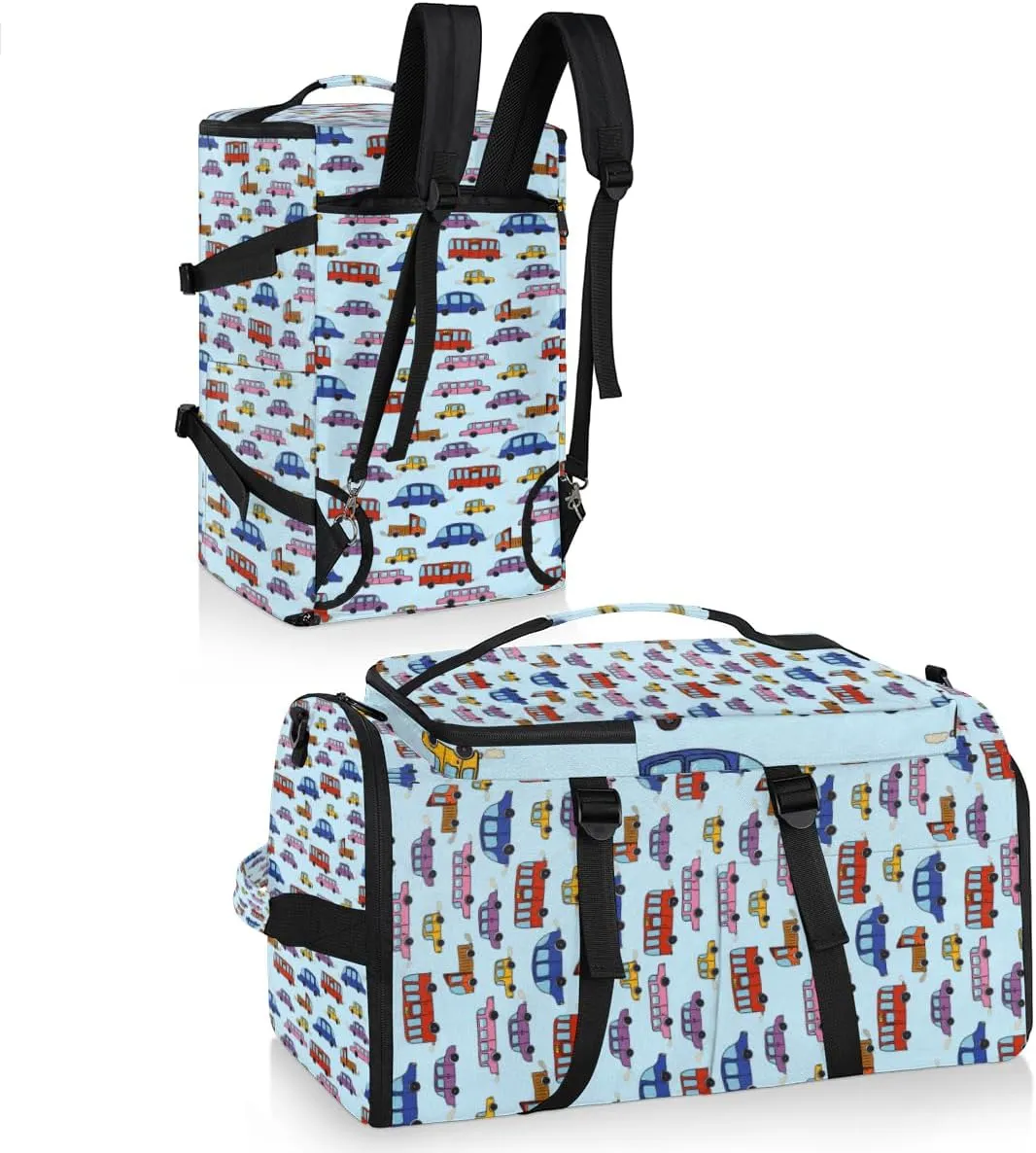 Large Sports Gym Bag With Shoe & Laptop Compartment 47L Waterproof Travel Duffel Bags for Men Women Colorful Cartoon Cars Luggage Backpack Duffle Bag