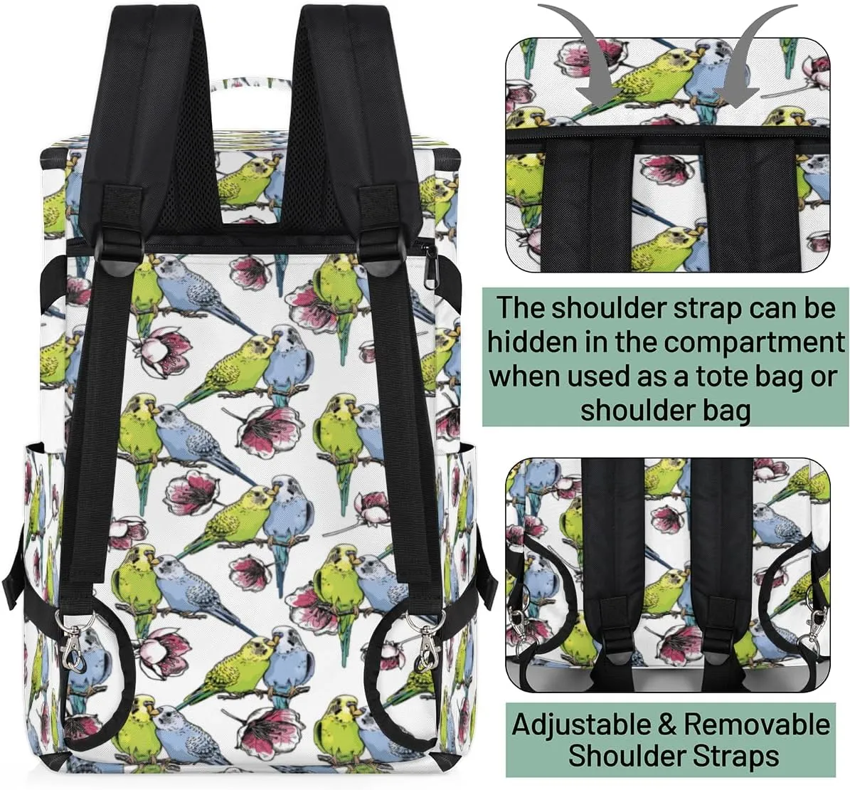 Large Sports Gym Bag With Shoe & Laptop Compartment 47L Waterproof Travel Duffel Bags for Men Women Couple Parrot Luggage Backpack Duffle Bag