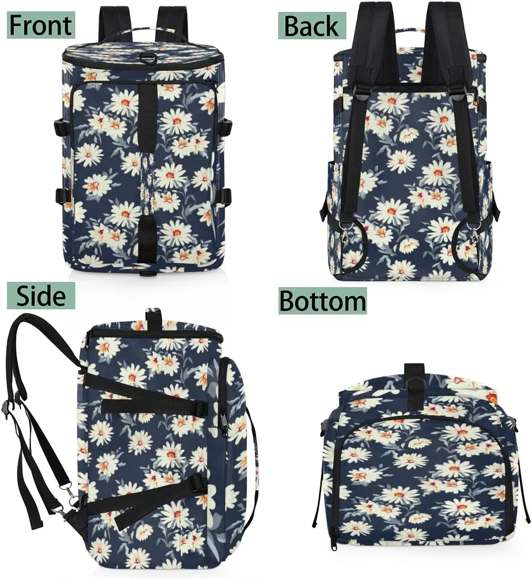 Large Sports Gym Bag With Shoe & Laptop Compartment 47L Waterproof Travel Duffel Bags for Men Women Daisy Plant Luggage Backpack Duffle Bag