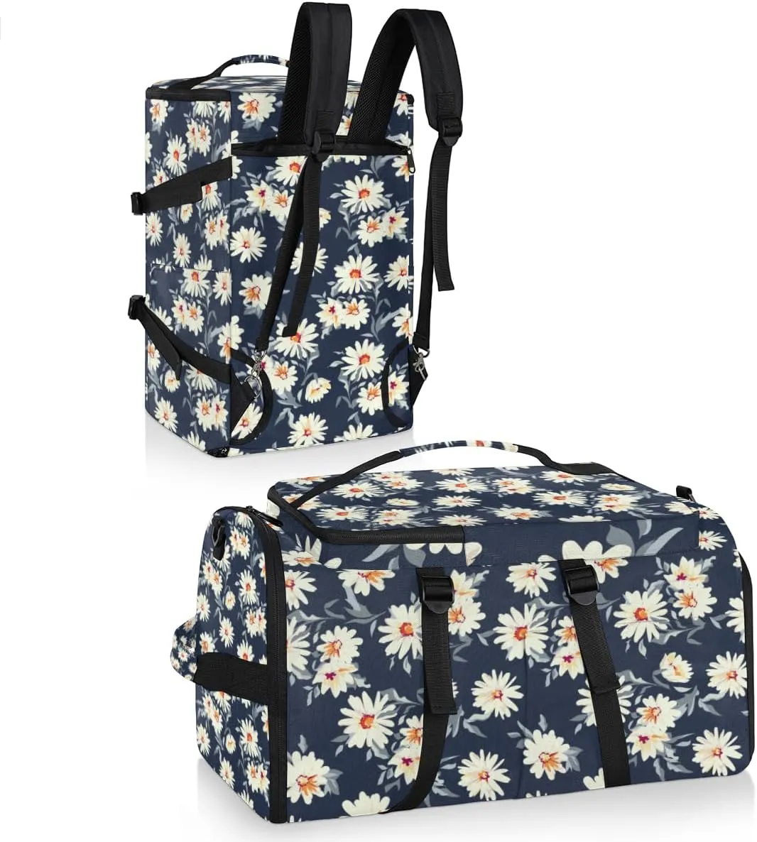 Large Sports Gym Bag With Shoe & Laptop Compartment 47L Waterproof Travel Duffel Bags for Men Women Daisy Plant Luggage Backpack Duffle Bag