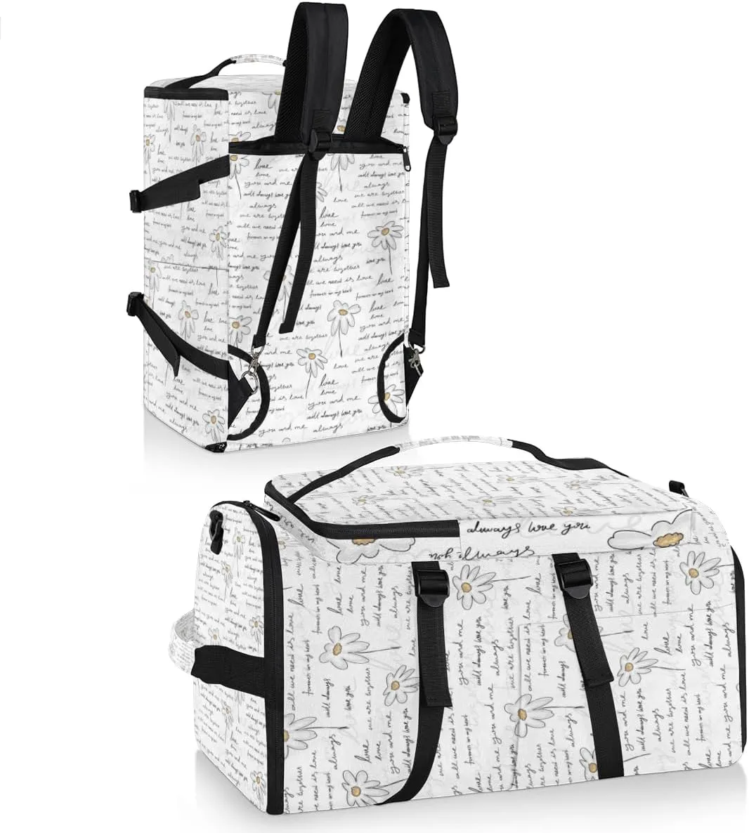 Large Sports Gym Bag With Shoe & Laptop Compartment 47L Waterproof Travel Duffel Bags for Men Women Education Flower Letters Luggage Backpack Duffle Bag