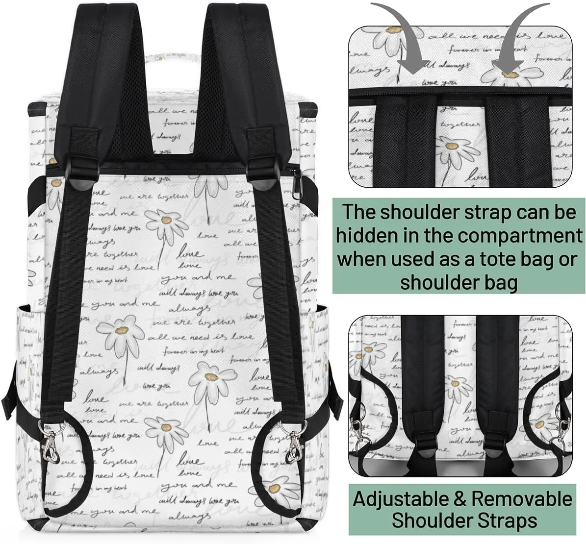 Large Sports Gym Bag With Shoe & Laptop Compartment 47L Waterproof Travel Duffel Bags for Men Women Education Flower Letters Luggage Backpack Duffle Bag