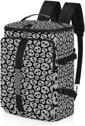 Large Sports Gym Bag With Shoe & Laptop Compartment 47L Waterproof Travel Duffel Bags for Men Women Gray Skulls Luggage Backpack Duffle Bag