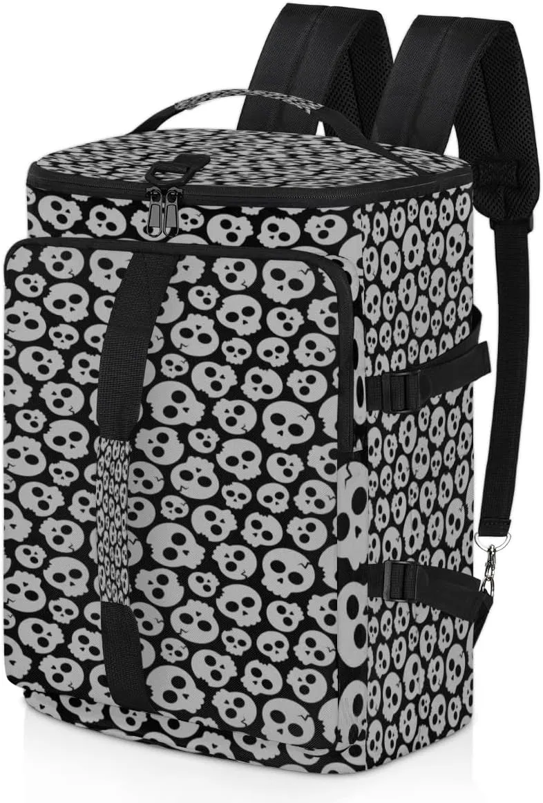 Large Sports Gym Bag With Shoe & Laptop Compartment 47L Waterproof Travel Duffel Bags for Men Women Gray Skulls Luggage Backpack Duffle Bag