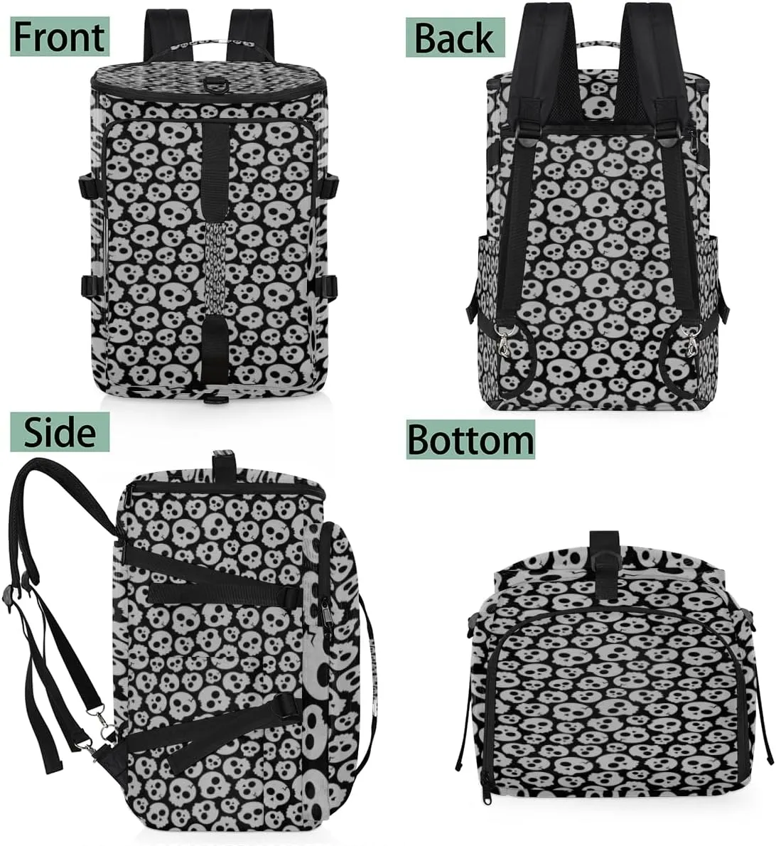 Large Sports Gym Bag With Shoe & Laptop Compartment 47L Waterproof Travel Duffel Bags for Men Women Gray Skulls Luggage Backpack Duffle Bag