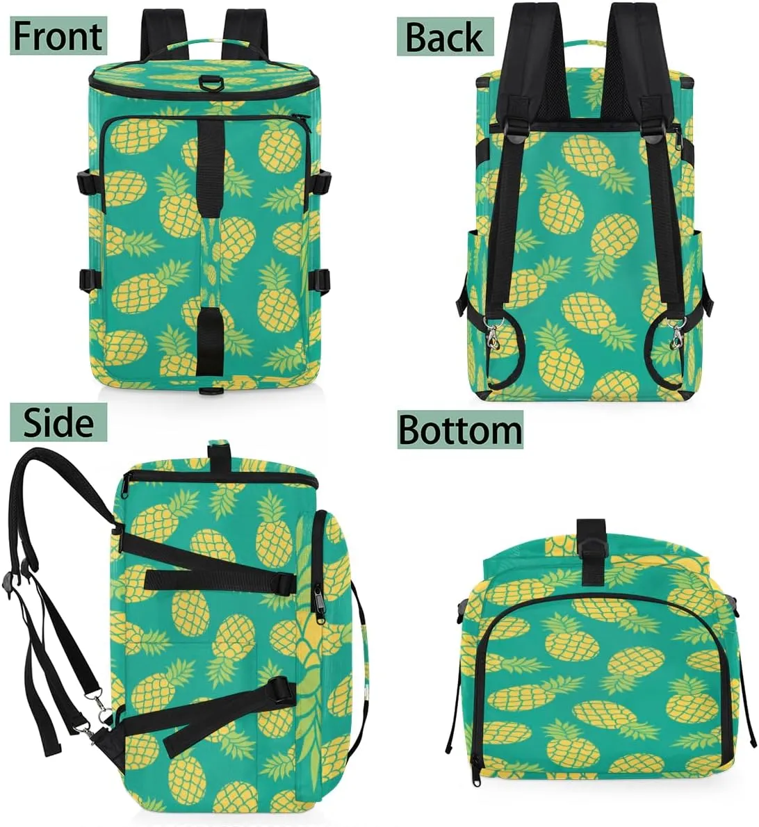 Large Sports Gym Bag With Shoe & Laptop Compartment 47L Waterproof Travel Duffel Bags for Men Women Pineapple Fruit Pattern Luggage Backpack Duffle Bag