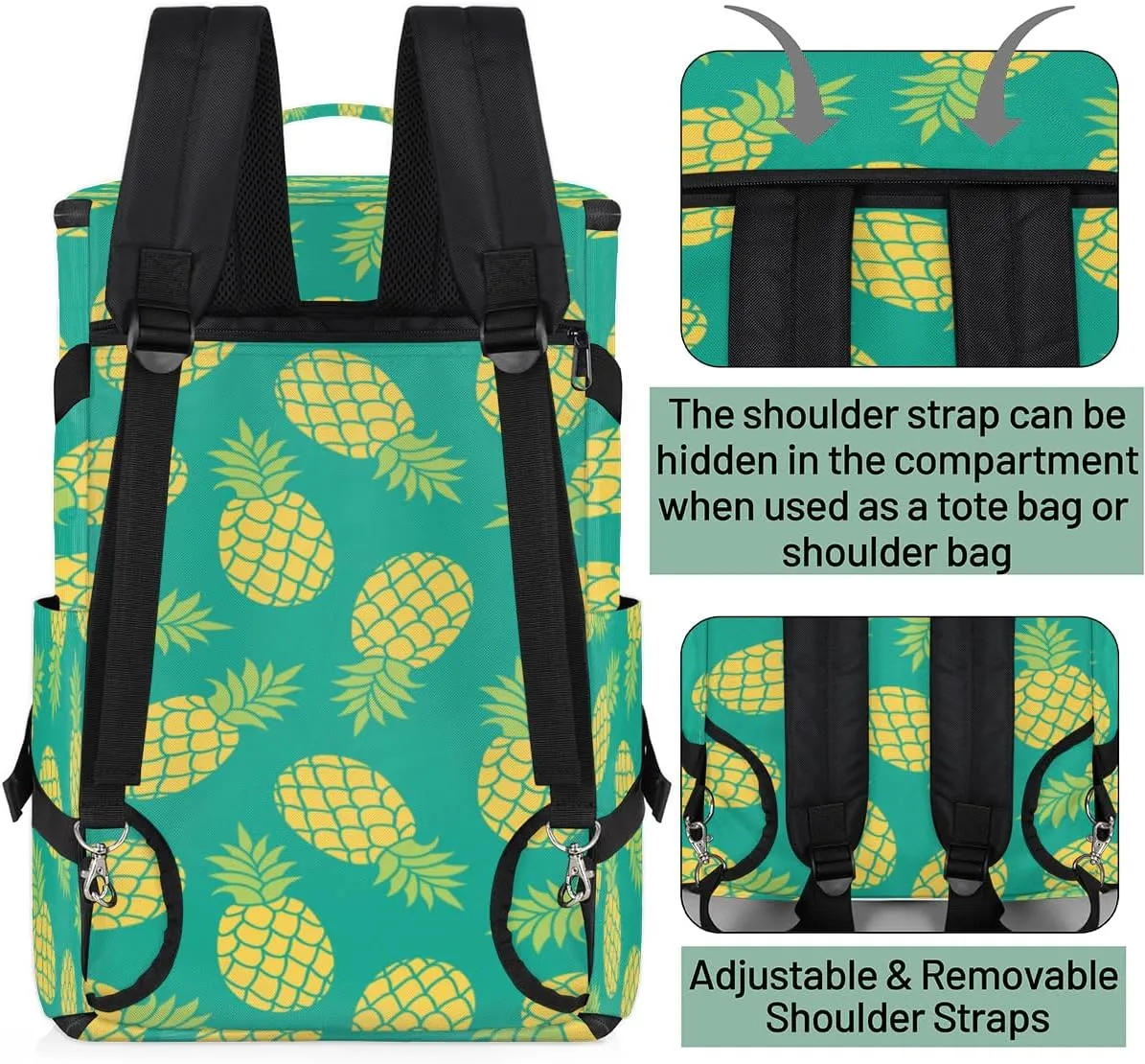 Large Sports Gym Bag With Shoe & Laptop Compartment 47L Waterproof Travel Duffel Bags for Men Women Pineapple Fruit Pattern Luggage Backpack Duffle Bag