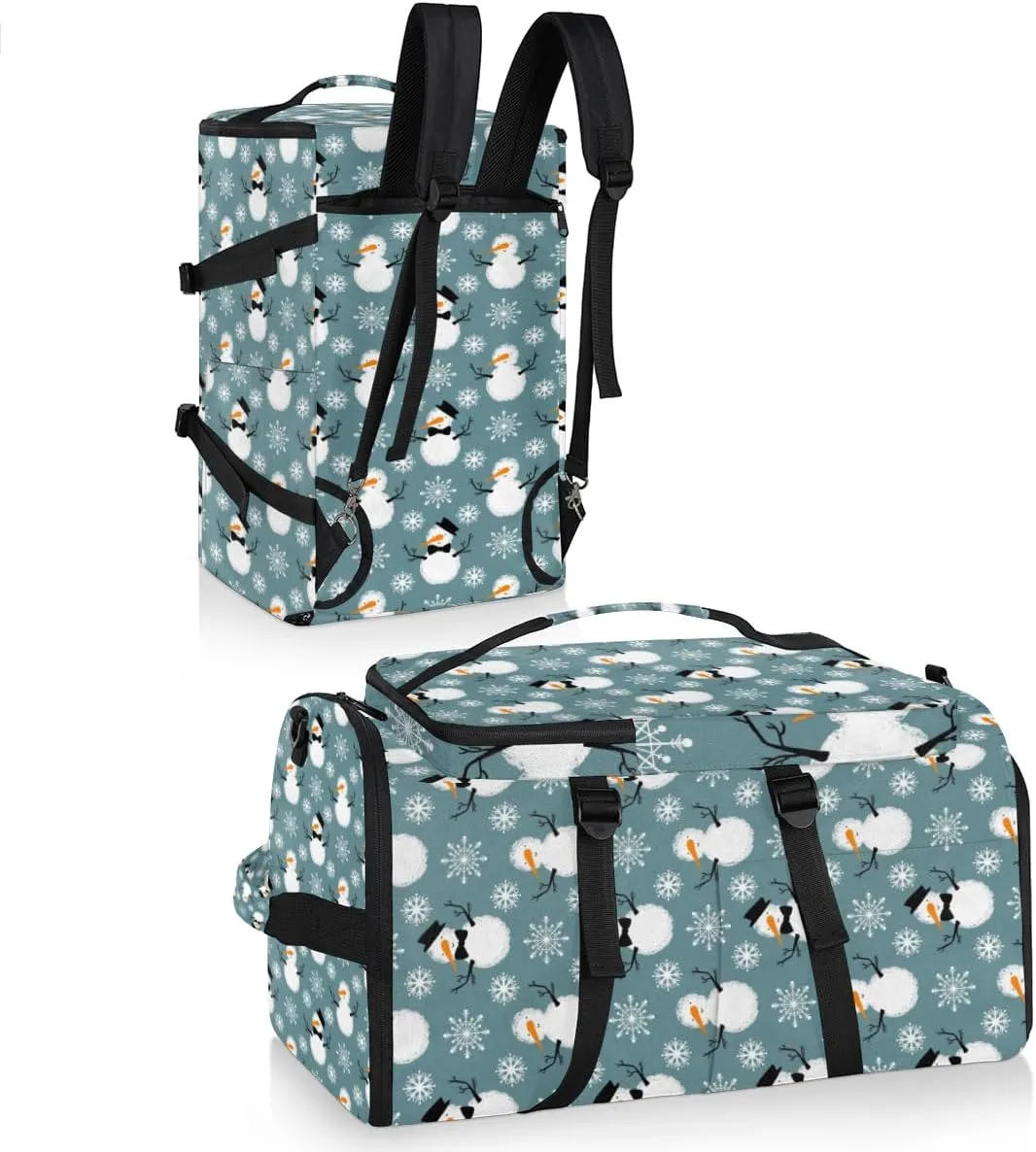 Large Sports Gym Bag With Shoe & Laptop Compartment 47L Waterproof Travel Duffel Bags for Men Women Snow Snowman Snowflake Luggage Backpack Duffle Bag