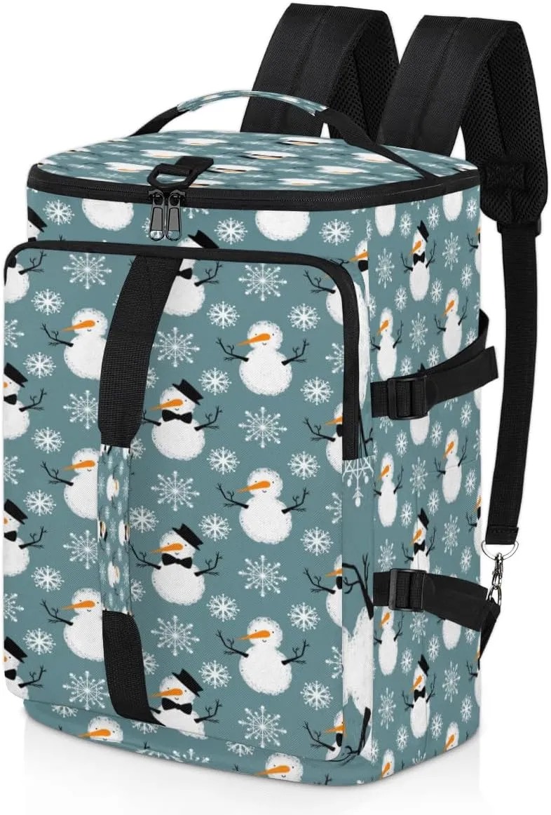 Large Sports Gym Bag With Shoe & Laptop Compartment 47L Waterproof Travel Duffel Bags for Men Women Snow Snowman Snowflake Luggage Backpack Duffle Bag