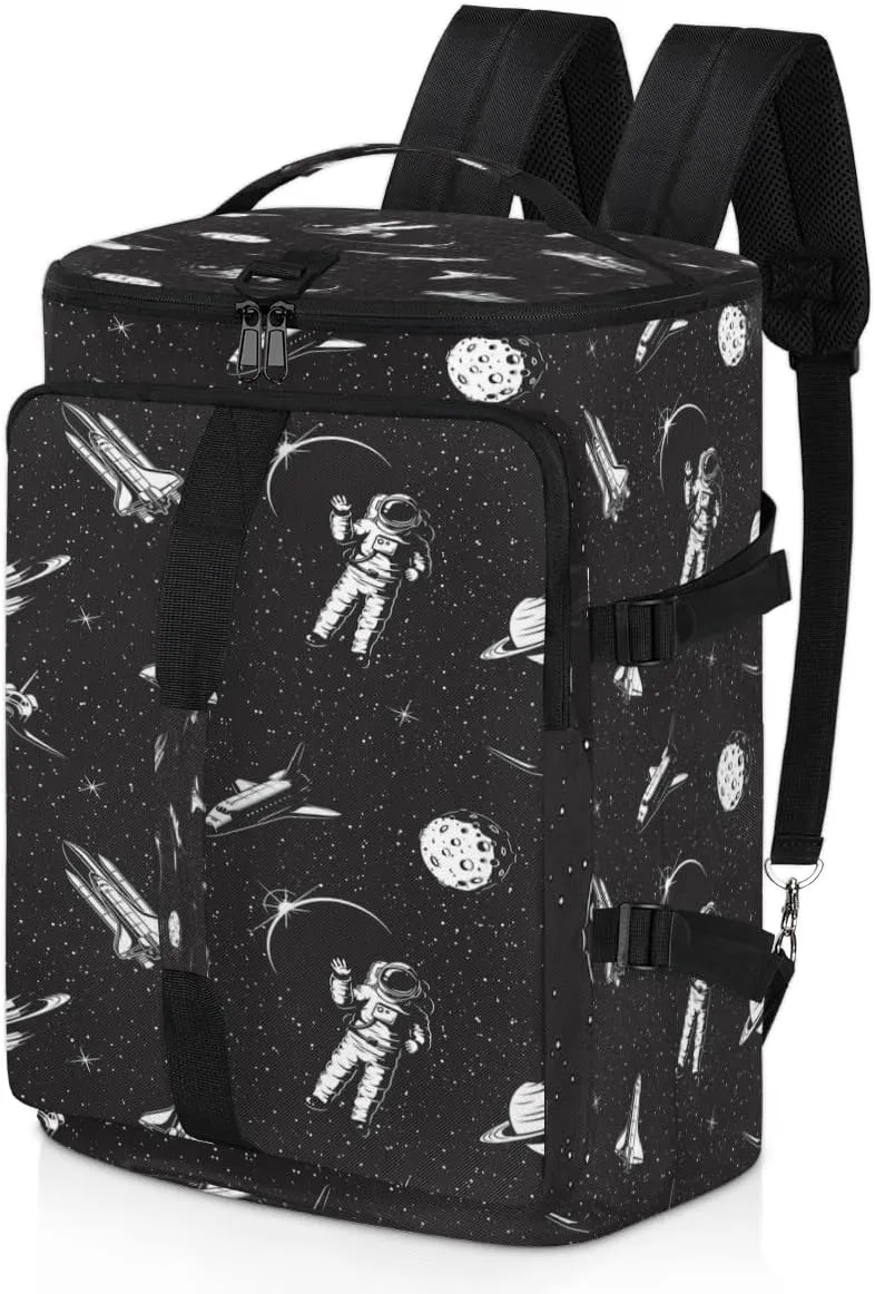 Large Sports Gym Bag With Shoe & Laptop Compartment 47L Waterproof Travel Duffel Bags for Men Women Space Astronaut Black Luggage Backpack Duffle Bag