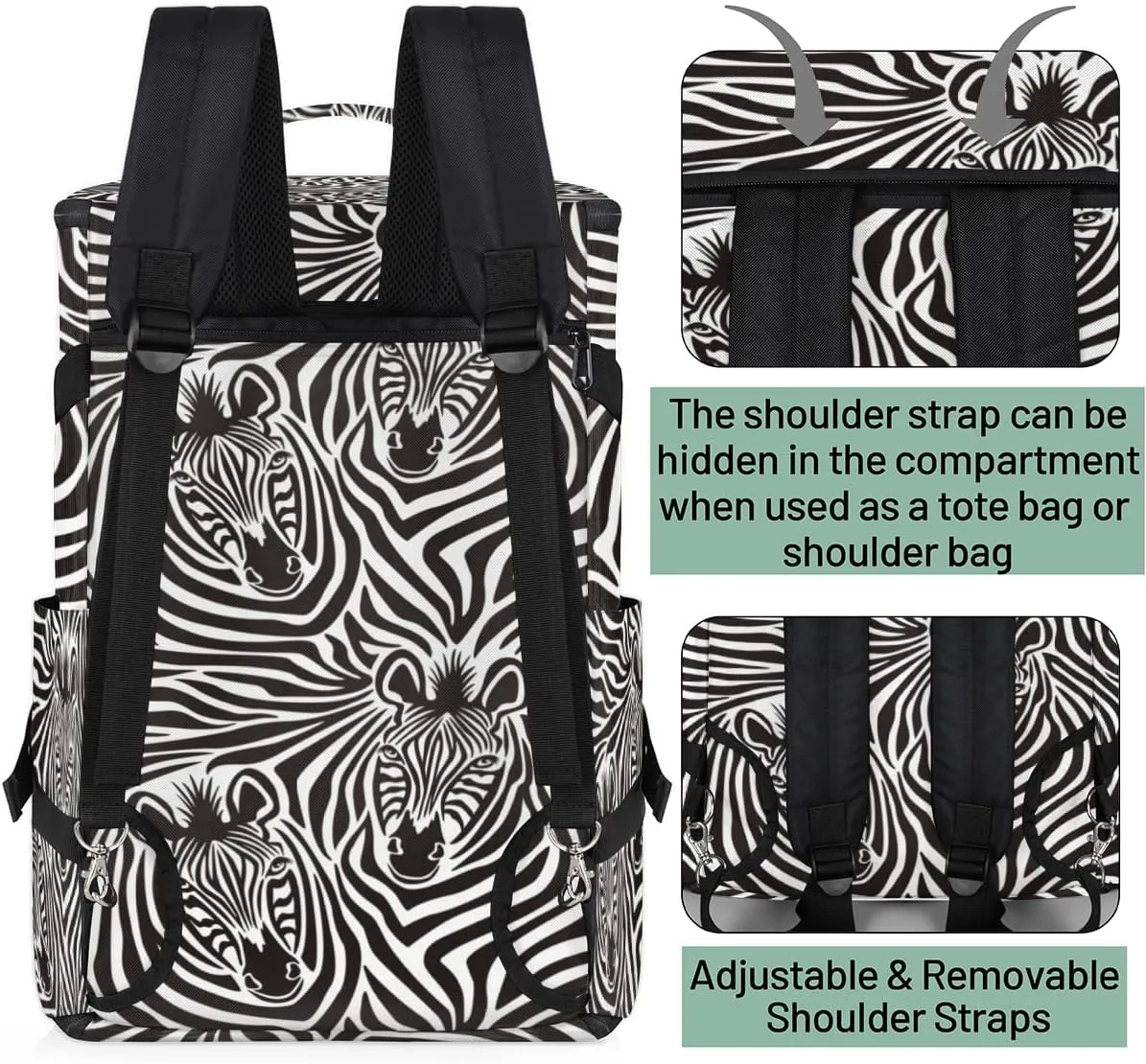 Large Sports Gym Bag With Shoe & Laptop Compartment 47L Waterproof Travel Duffel Bags for Men Women Stripe Zebra Luggage Backpack Duffle Bag