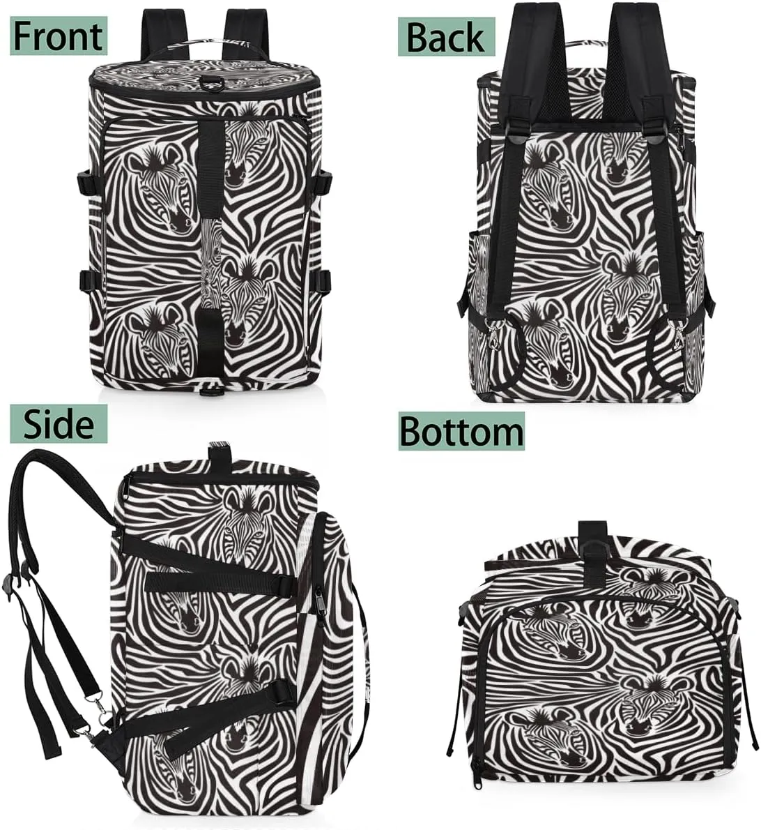 Large Sports Gym Bag With Shoe & Laptop Compartment 47L Waterproof Travel Duffel Bags for Men Women Stripe Zebra Luggage Backpack Duffle Bag
