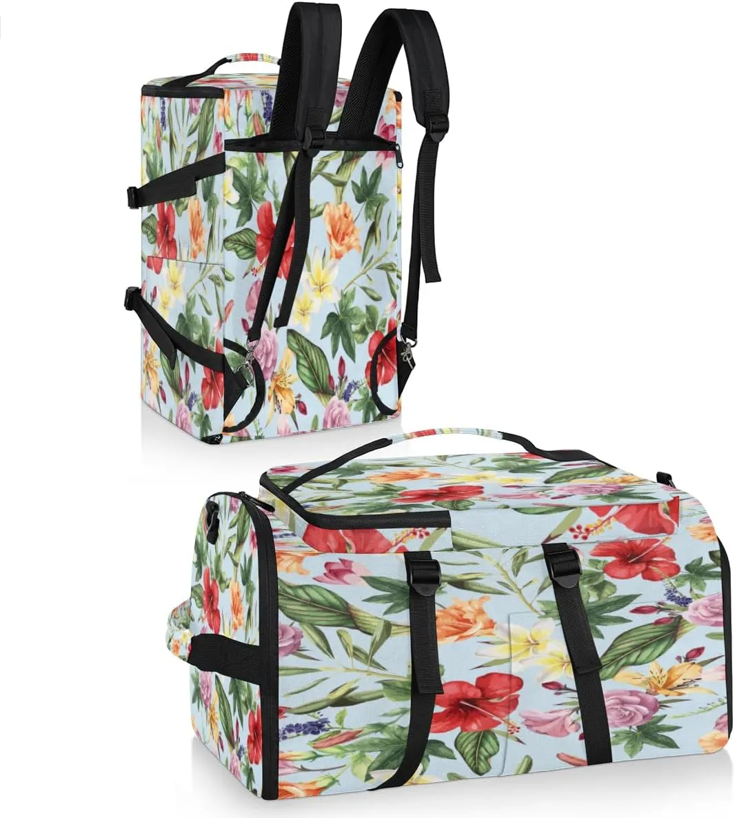 Large Sports Gym Bag With Shoe & Laptop Compartment 47L Waterproof Travel Duffel Bags for Men Women Tropic Flowers Leaf Luggage Backpack Duffle Bag