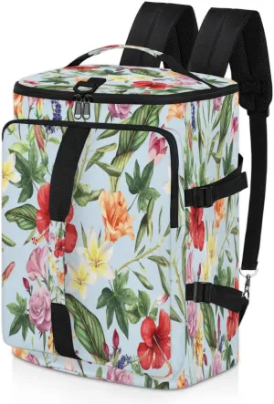 Large Sports Gym Bag With Shoe & Laptop Compartment 47L Waterproof Travel Duffel Bags for Men Women Tropic Flowers Leaf Luggage Backpack Duffle Bag