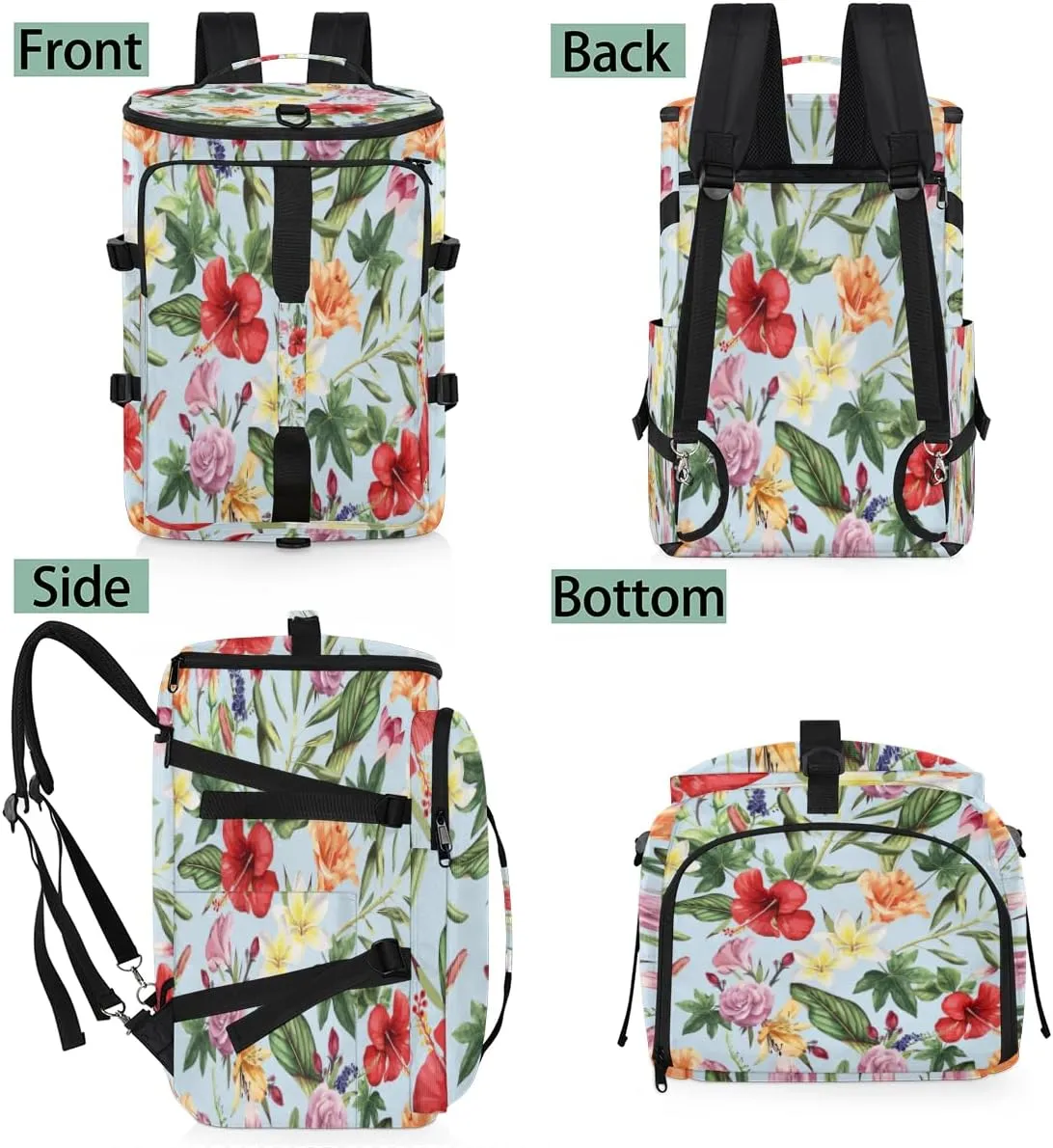 Large Sports Gym Bag With Shoe & Laptop Compartment 47L Waterproof Travel Duffel Bags for Men Women Tropic Flowers Leaf Luggage Backpack Duffle Bag