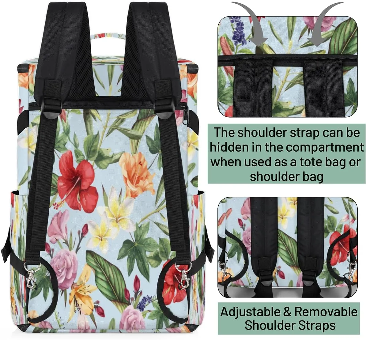 Large Sports Gym Bag With Shoe & Laptop Compartment 47L Waterproof Travel Duffel Bags for Men Women Tropic Flowers Leaf Luggage Backpack Duffle Bag