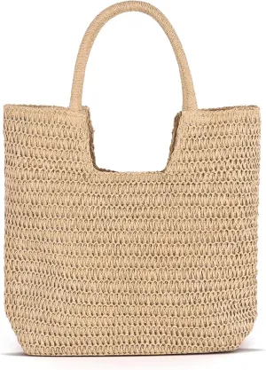 Large Straw Beach Bags for Women Woven Tote Bag Shoulder Handbags Summer Mesh Beach Bag for Summer Holiday