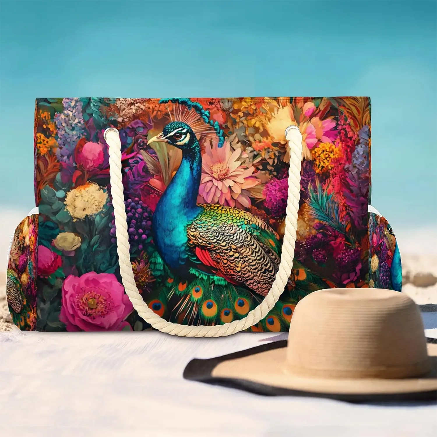 Large Tote Beach Bags for Women with Zipper Waterproof Sandproof Gym Swim Pool Grocery Travel Bag