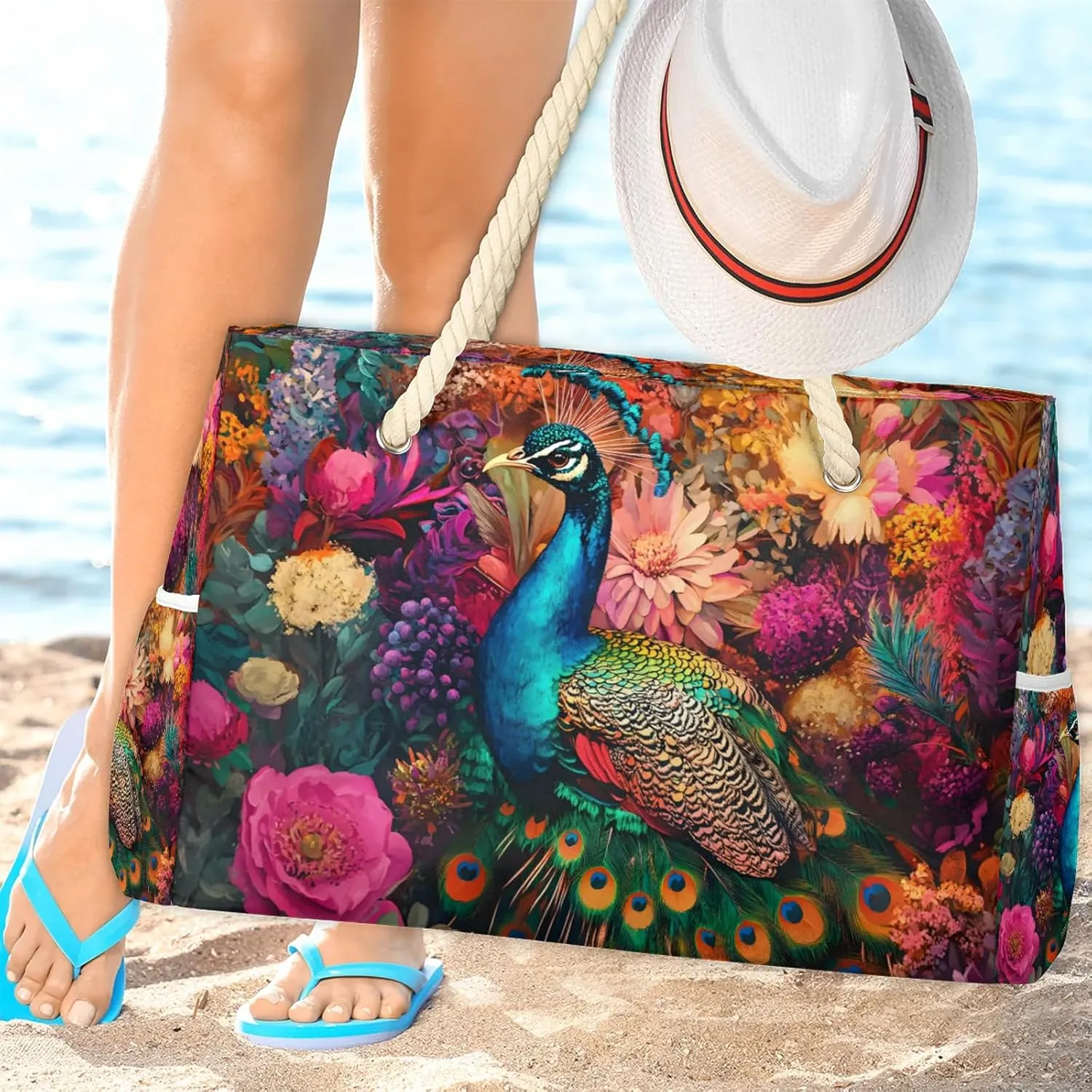 Large Tote Beach Bags for Women with Zipper Waterproof Sandproof Gym Swim Pool Grocery Travel Bag