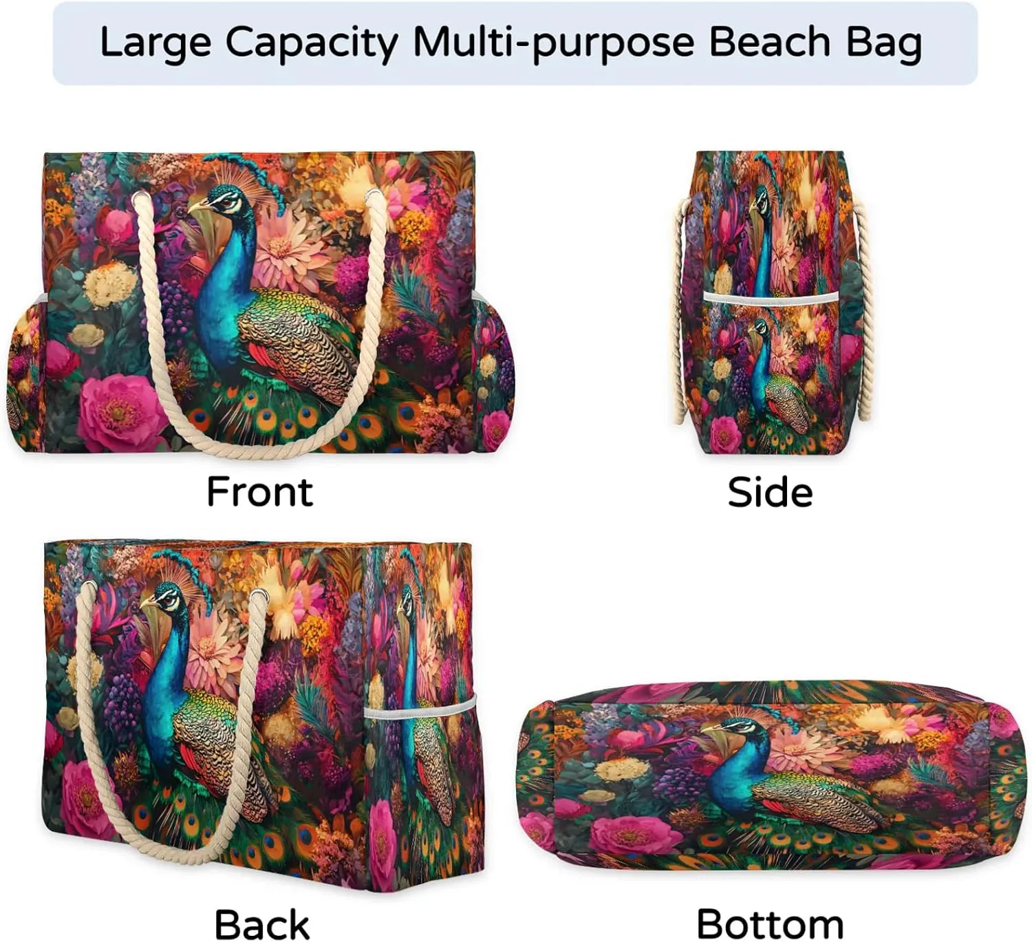 Large Tote Beach Bags for Women with Zipper Waterproof Sandproof Gym Swim Pool Grocery Travel Bag