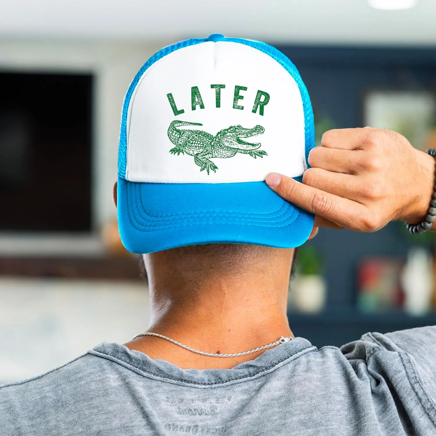 Later Gator Trucker Hat for Men & Women Funny Foam Front Classic 5 Panel Mesh Snapback