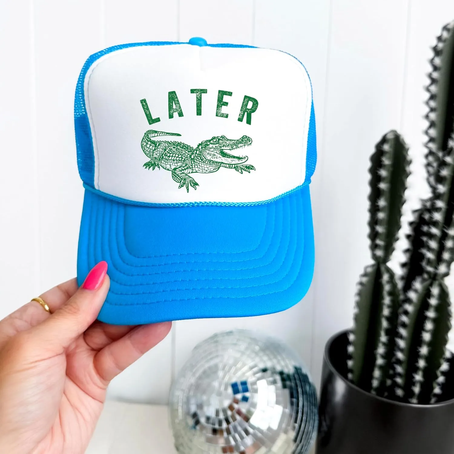 Later Gator Trucker Hat for Men & Women Funny Foam Front Classic 5 Panel Mesh Snapback