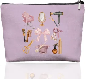 Lavender Hairstylist Makeup Bag for Women,Hairdresser Travel Organizer Bag, Aesthetic Salon Accessory Pouch, Gifts for Teen Girls 7.5 x 10 in