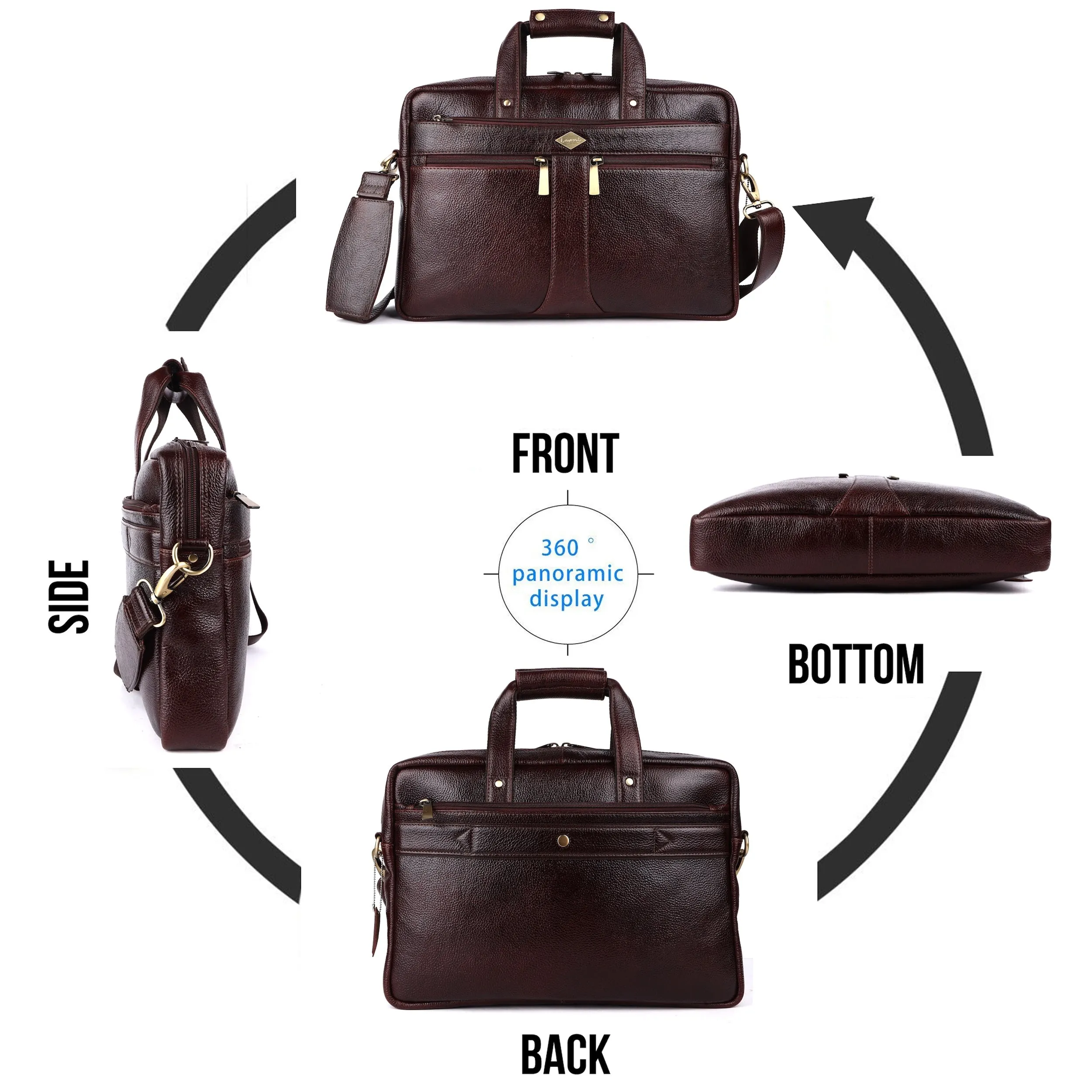 Laveri® Genuine Leather Laptop Messenger bag #2816 Brown