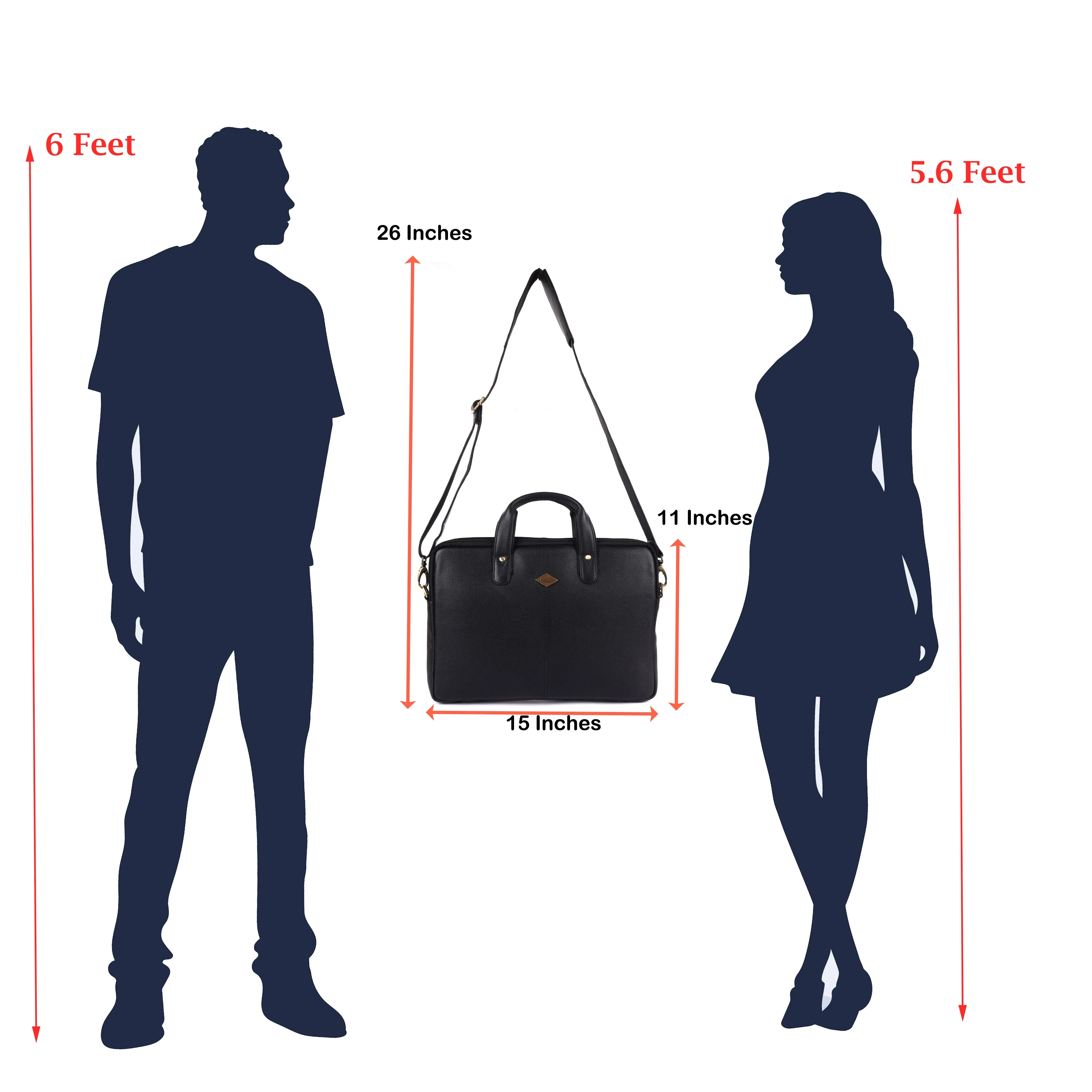 Laveri® Genuine Leather Laptop Messenger bag #2817 Black
