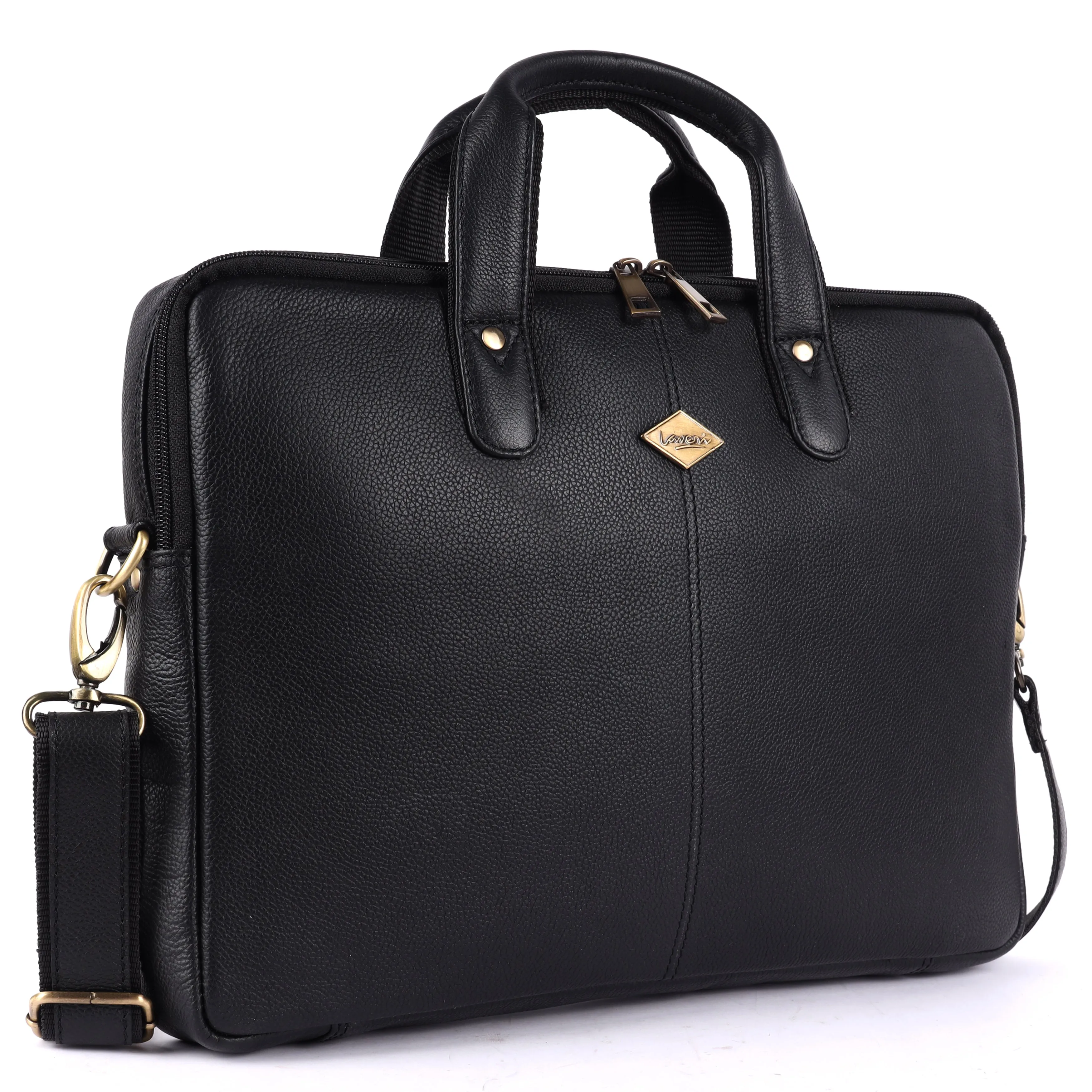 Laveri® Genuine Leather Laptop Messenger bag #2817 Black