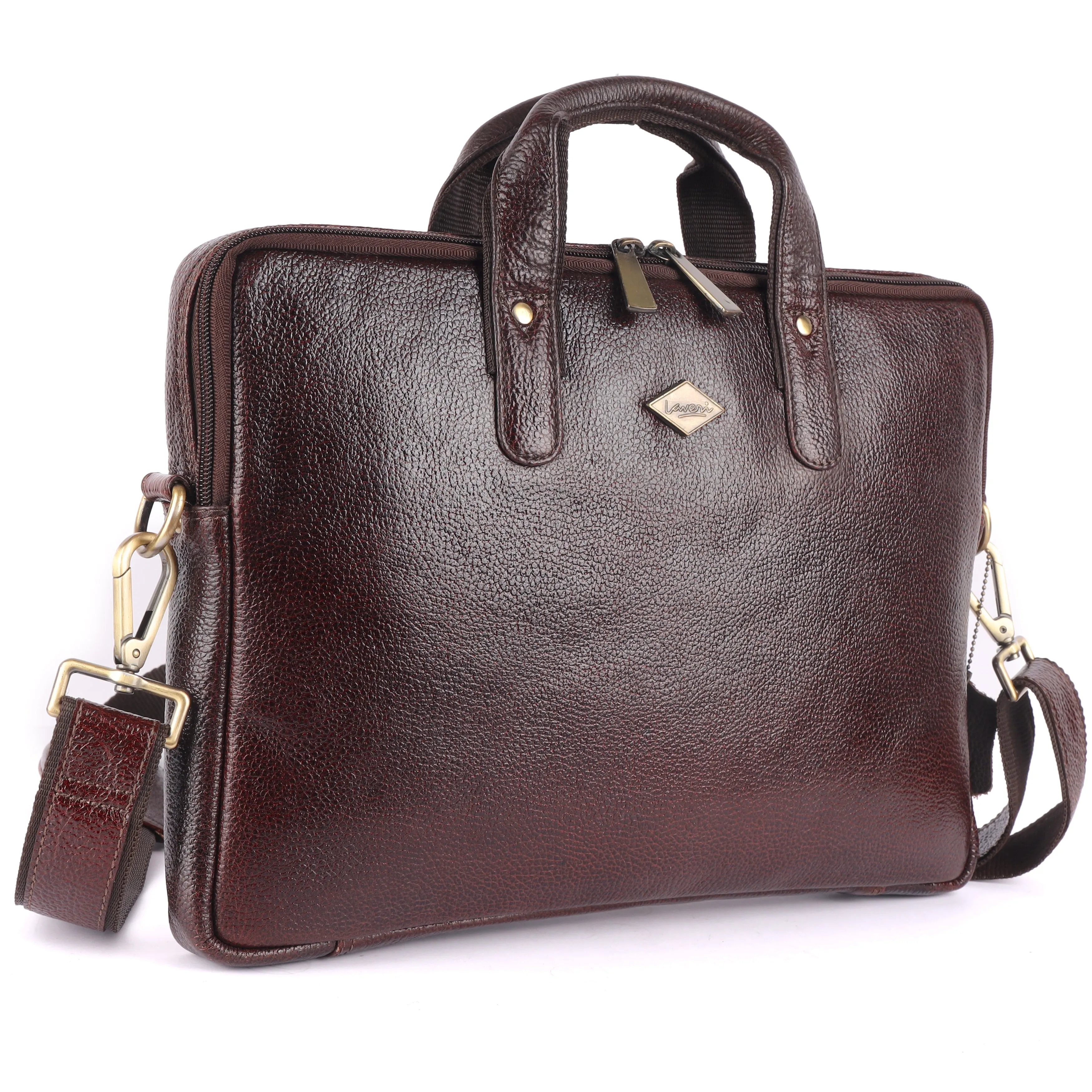 Laveri® Genuine Leather Laptop Messenger bag #2817 Brown