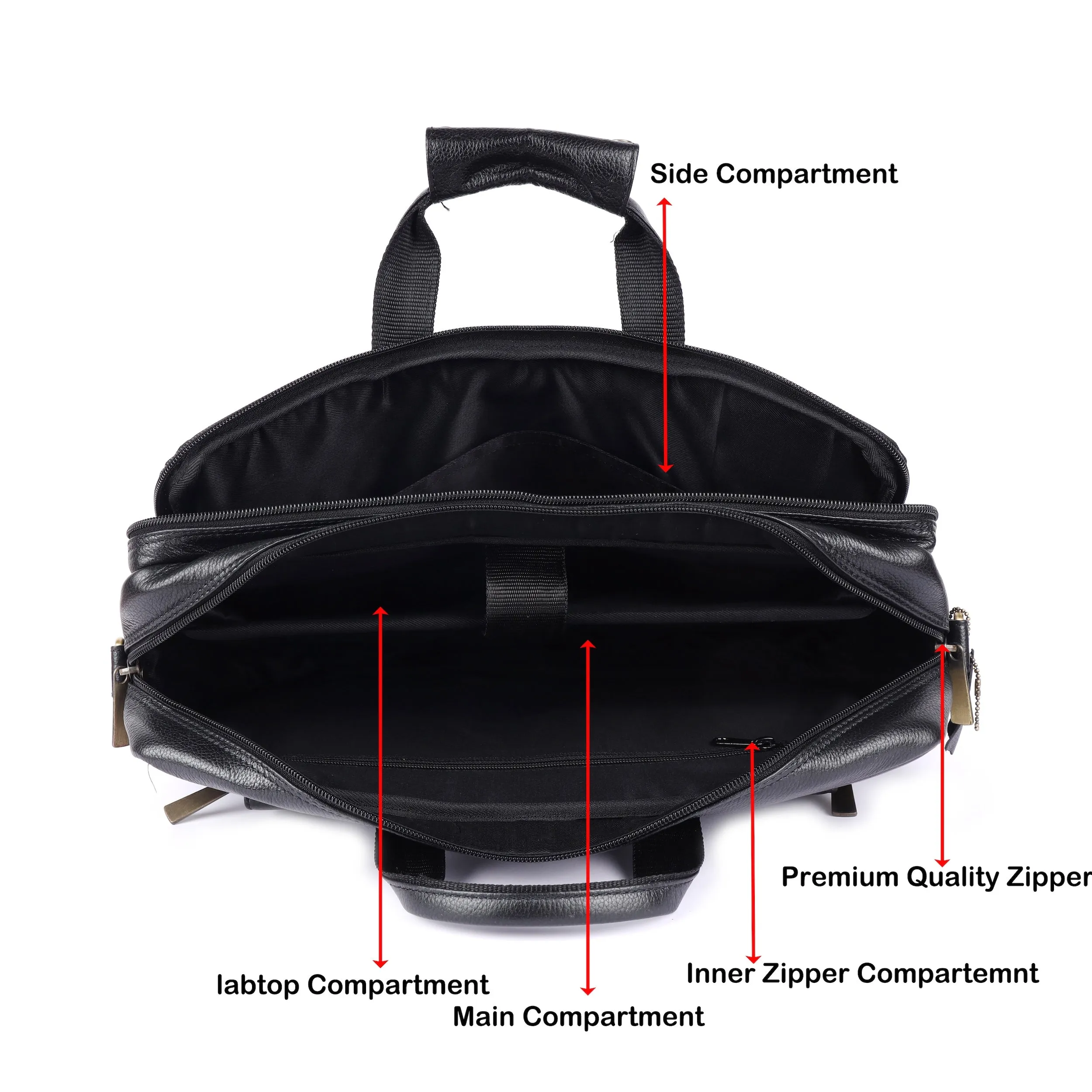 Laveri® Genuine Leather Laptop Messenger bag #2819 Black