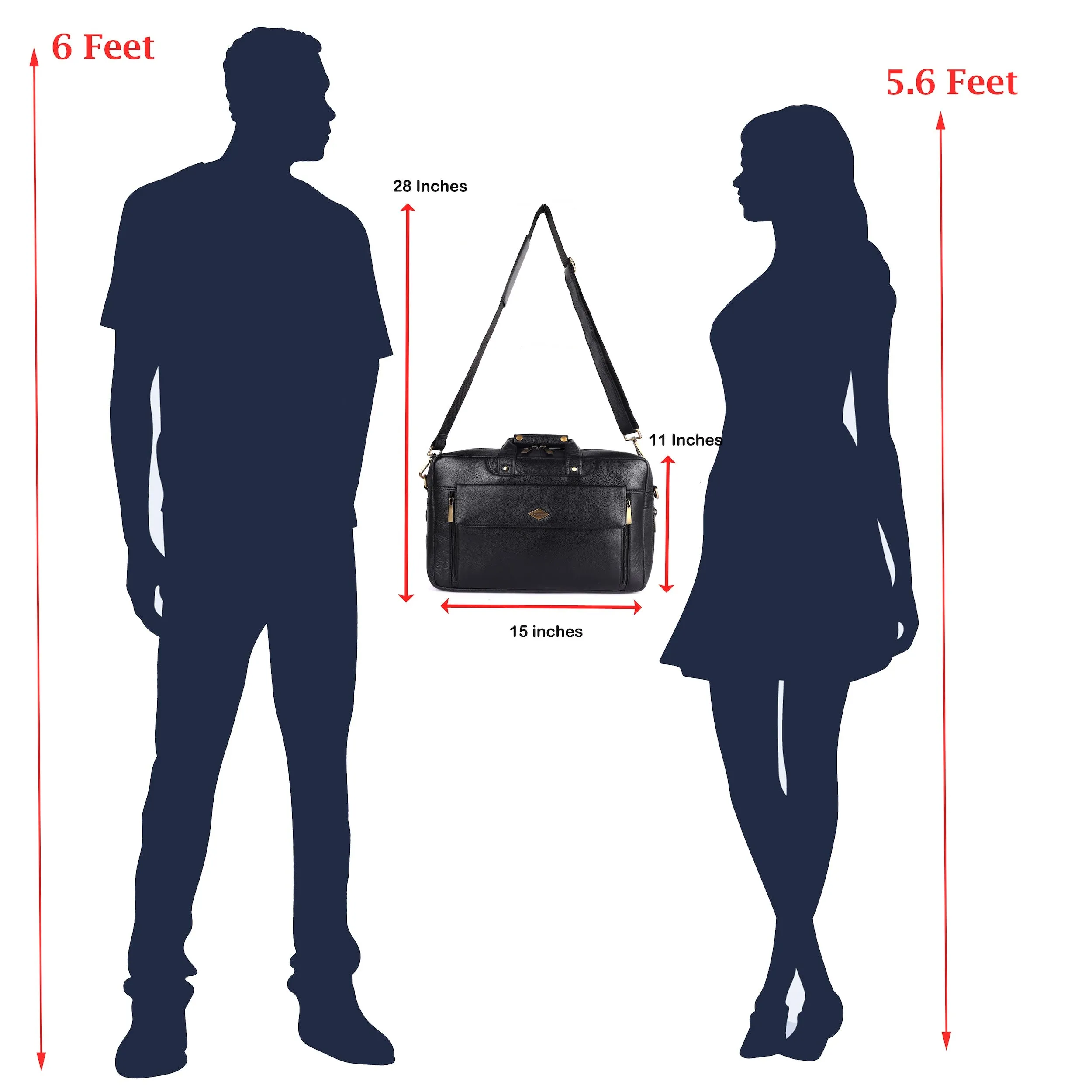 Laveri® Genuine Leather Laptop Messenger bag #2819 Black