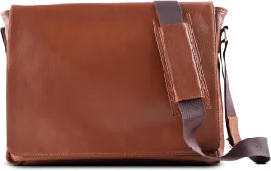 Leather Briefcase Messenger Bag for Men & Women - Luxury Full-Grain Brown Leather Satchel Bag – Vintage Laptop Bag for Work and Travel - Slim Crossbody Messenger Bag