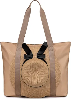 LEDAOU Beach Bags for Women, Beach Bags Waterproof Sandproof, Packable Beach Tote Bag with Zipper Travel Sports