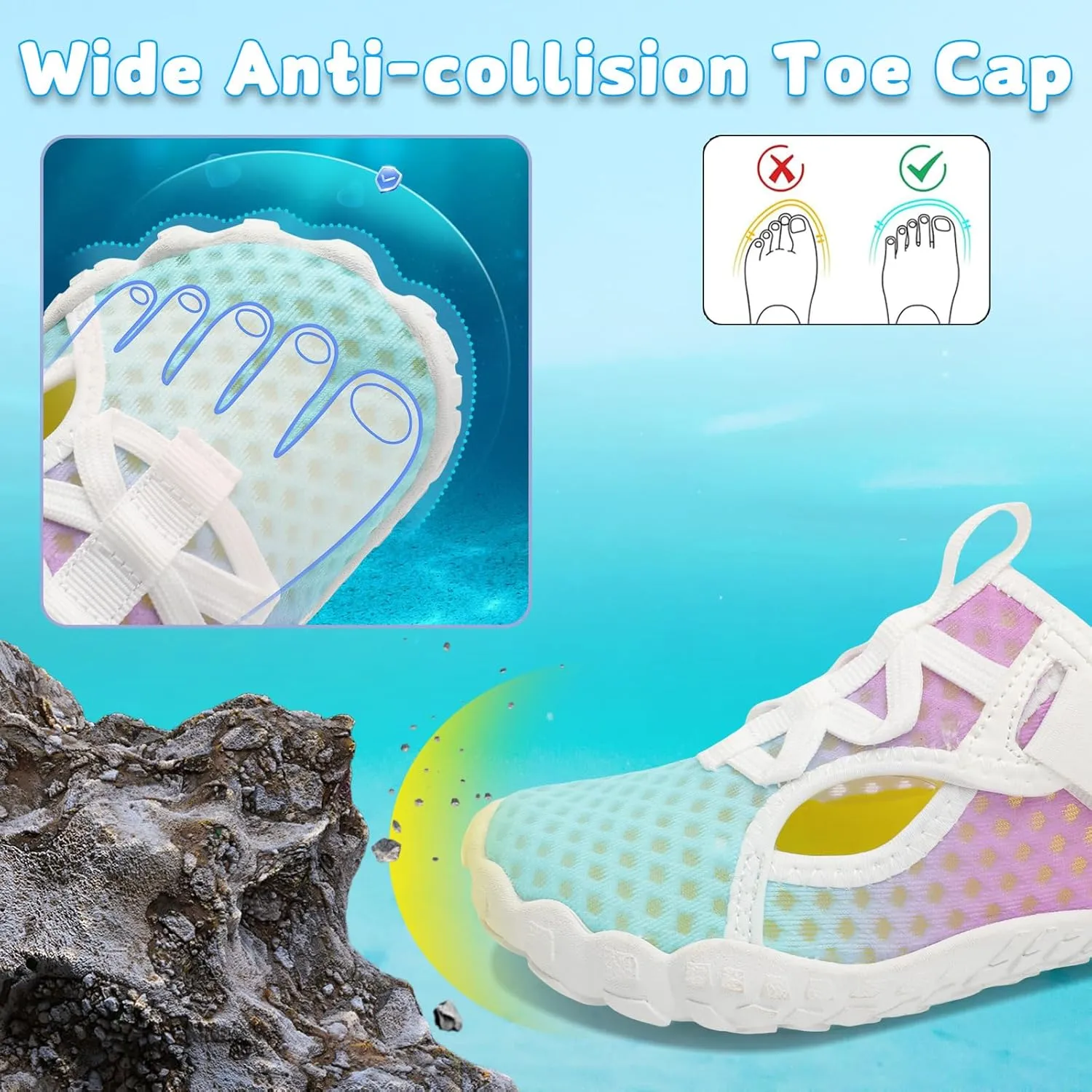 LeIsfIt Kids Water Shoes Boys Girls Swim Beach Shoes Toddler Barefoot Water Sport Shoes Quick-Dry Lightweight Aqua Socks Pool Sand Shoes
