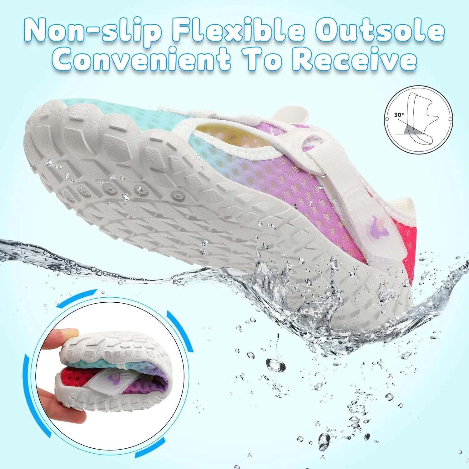 LeIsfIt Kids Water Shoes Boys Girls Swim Beach Shoes Toddler Barefoot Water Sport Shoes Quick-Dry Lightweight Aqua Socks Pool Sand Shoes