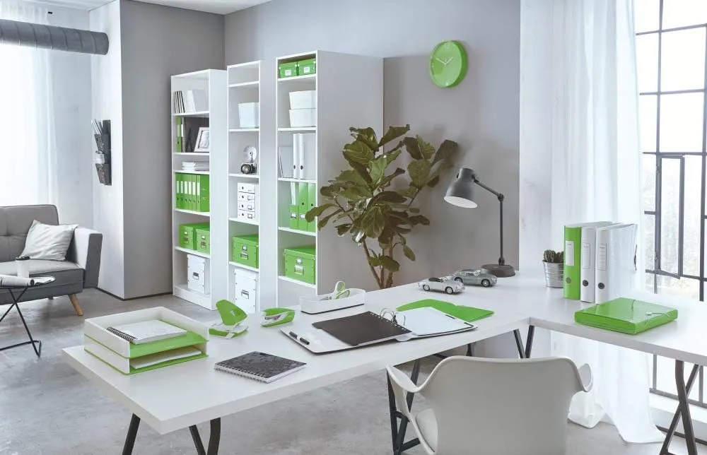 Leitz 46330054 A4 Divider Book, Holds Up to 200 Sheets, Integrated Index with 6 Compartments, Elastic Closure, Wow Range, Green