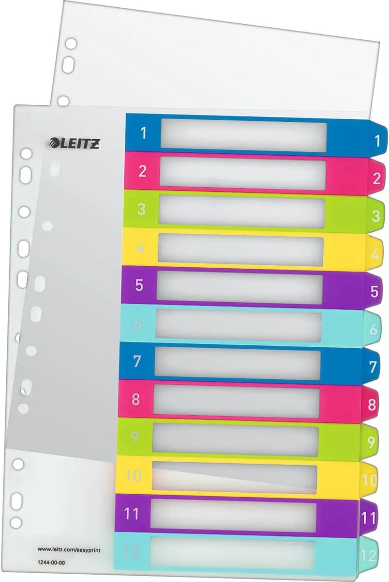 Leitz Wow A4  Printable 1-12 Dividers - Multicolour