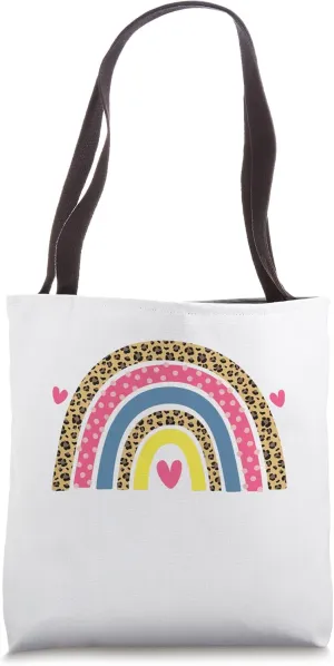 Leopard Rainbow So Long Preschool Hello Kindergarten School Tote Bag