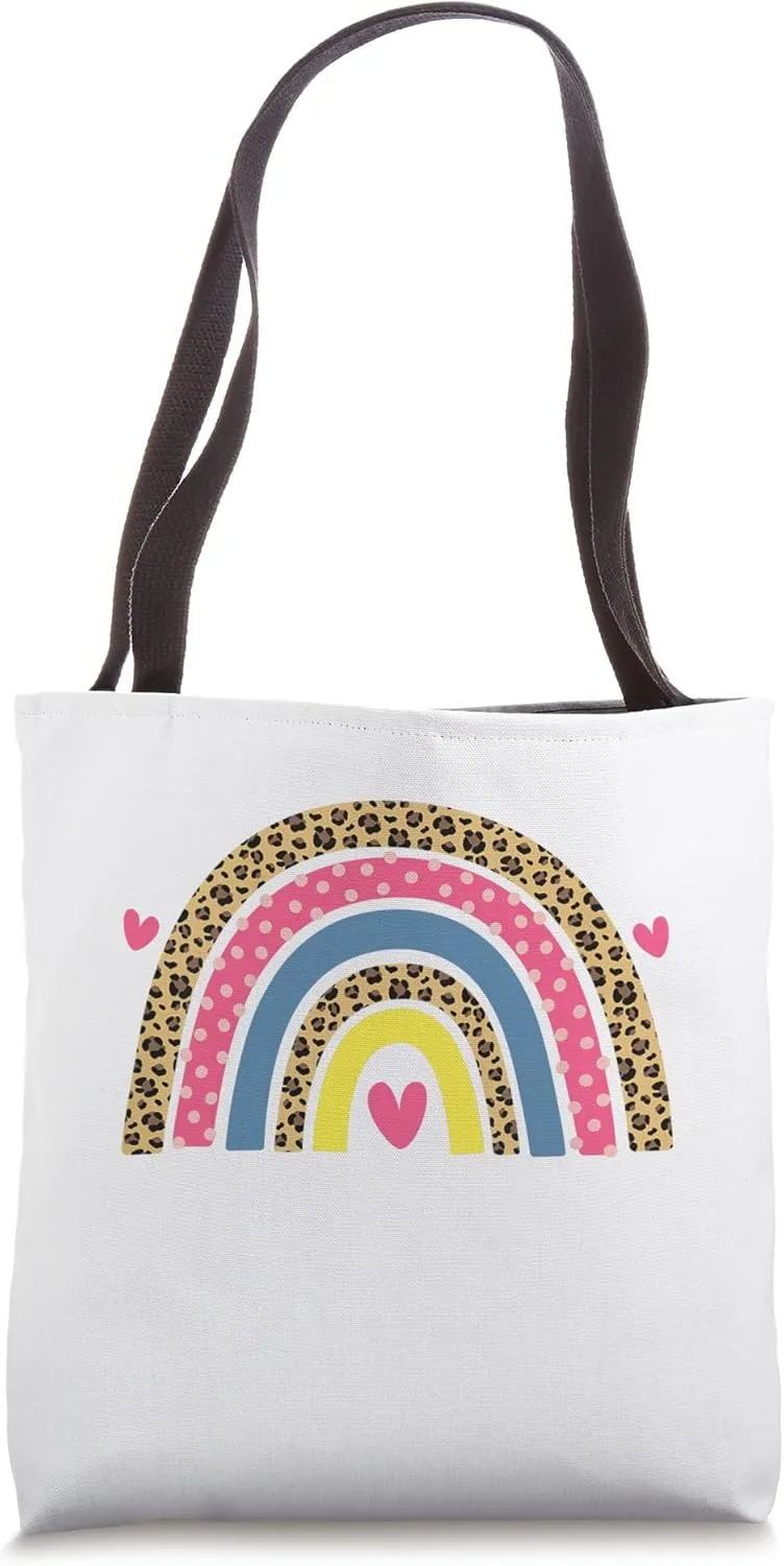 Leopard Rainbow So Long Preschool Hello Kindergarten School Tote Bag