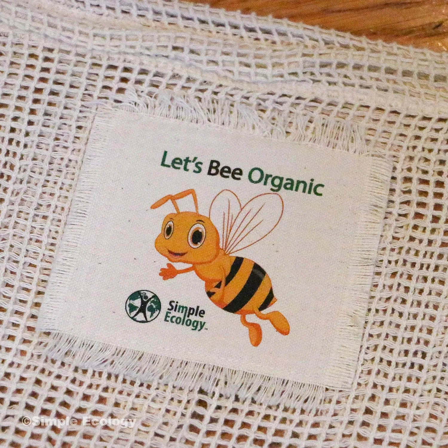 Let’s Bee Organic Cotton Reusable Honey Bee Gift & Starter Set (string produce saver bags, food storage, bulk bin, with tare weight tag and drawstring, waste free)