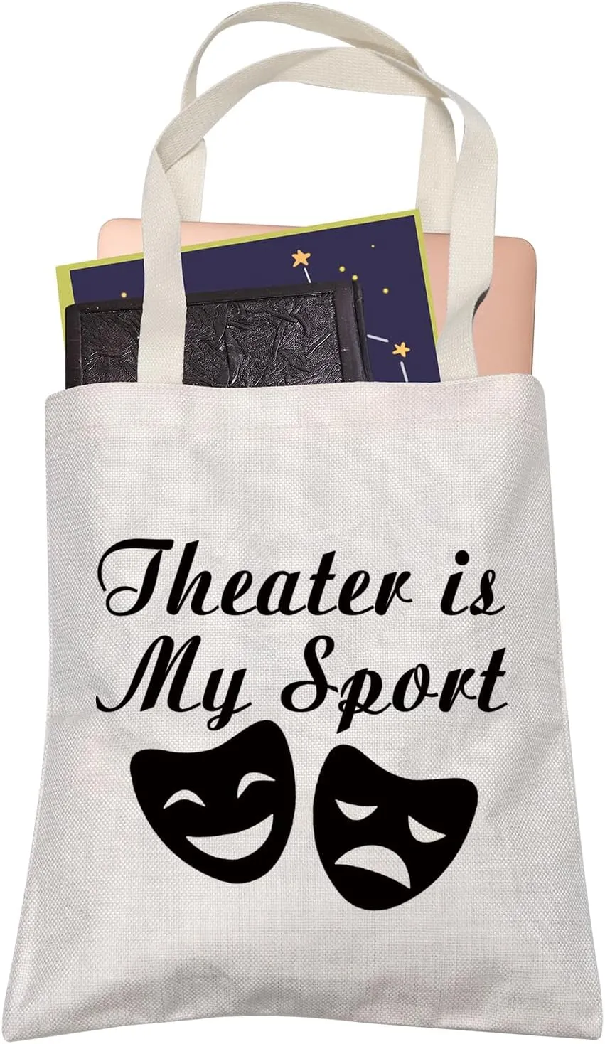 LEVLO Acting Inspired Gift Theatre Bags Theater Is My Sport Shopping Bags Tote Bags For Performance Actress Actors Director