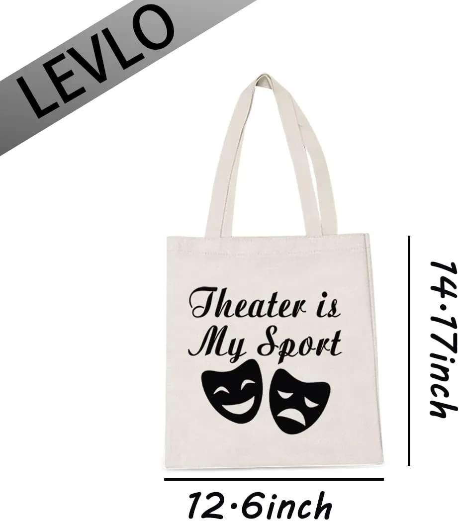LEVLO Acting Inspired Gift Theatre Bags Theater Is My Sport Shopping Bags Tote Bags For Performance Actress Actors Director