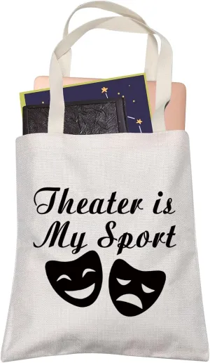LEVLO Acting Inspired Gift Theatre Bags Theater Is My Sport Shopping Bags Tote Bags For Performance Actress Actors Director